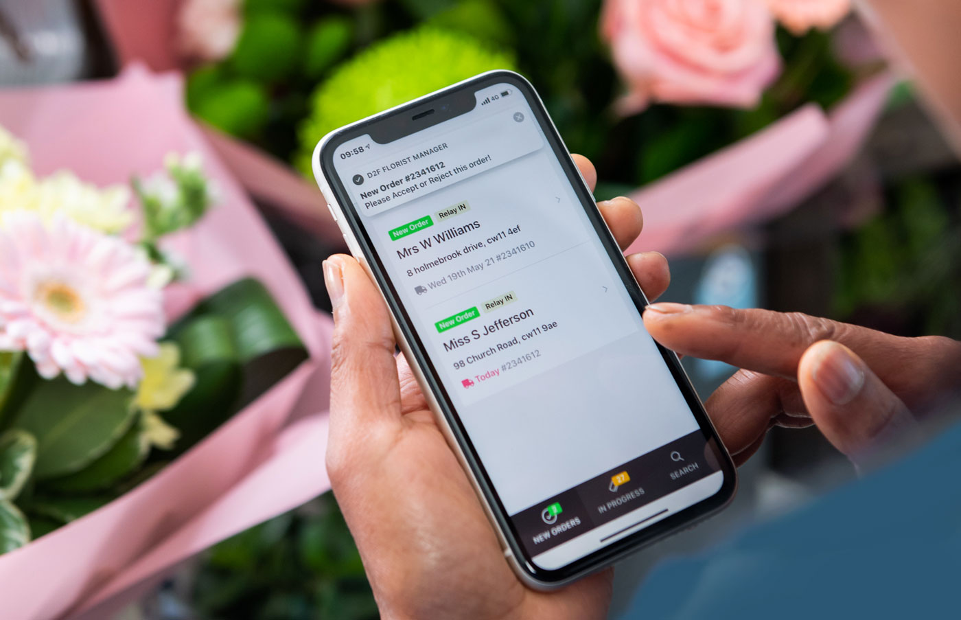Florist using Direct2florist Delivery App