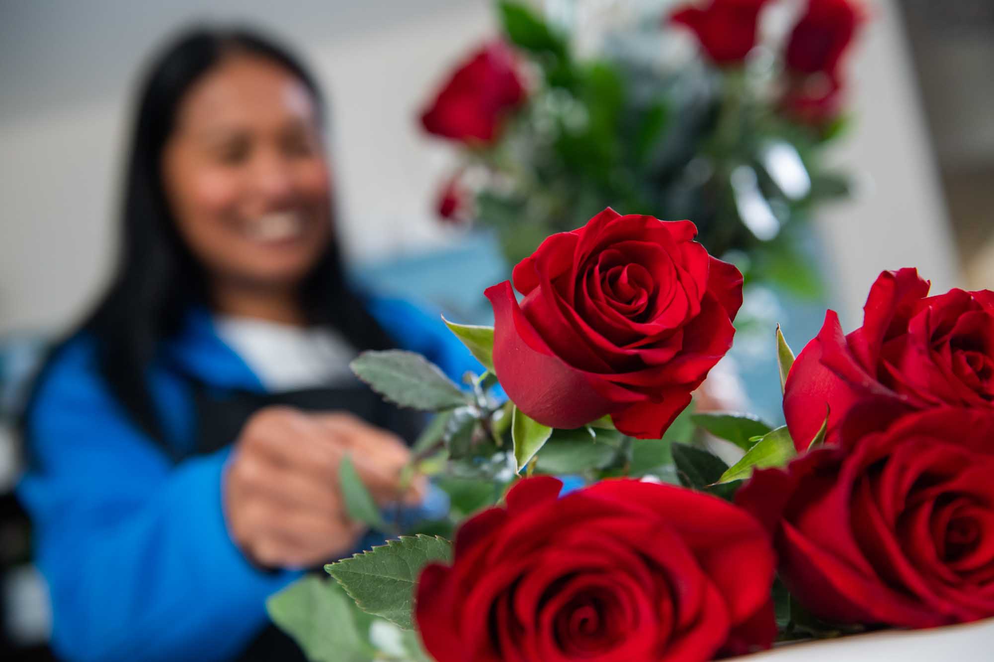 Red roses in Ireland being beautifully arranged by the Irish Florist
